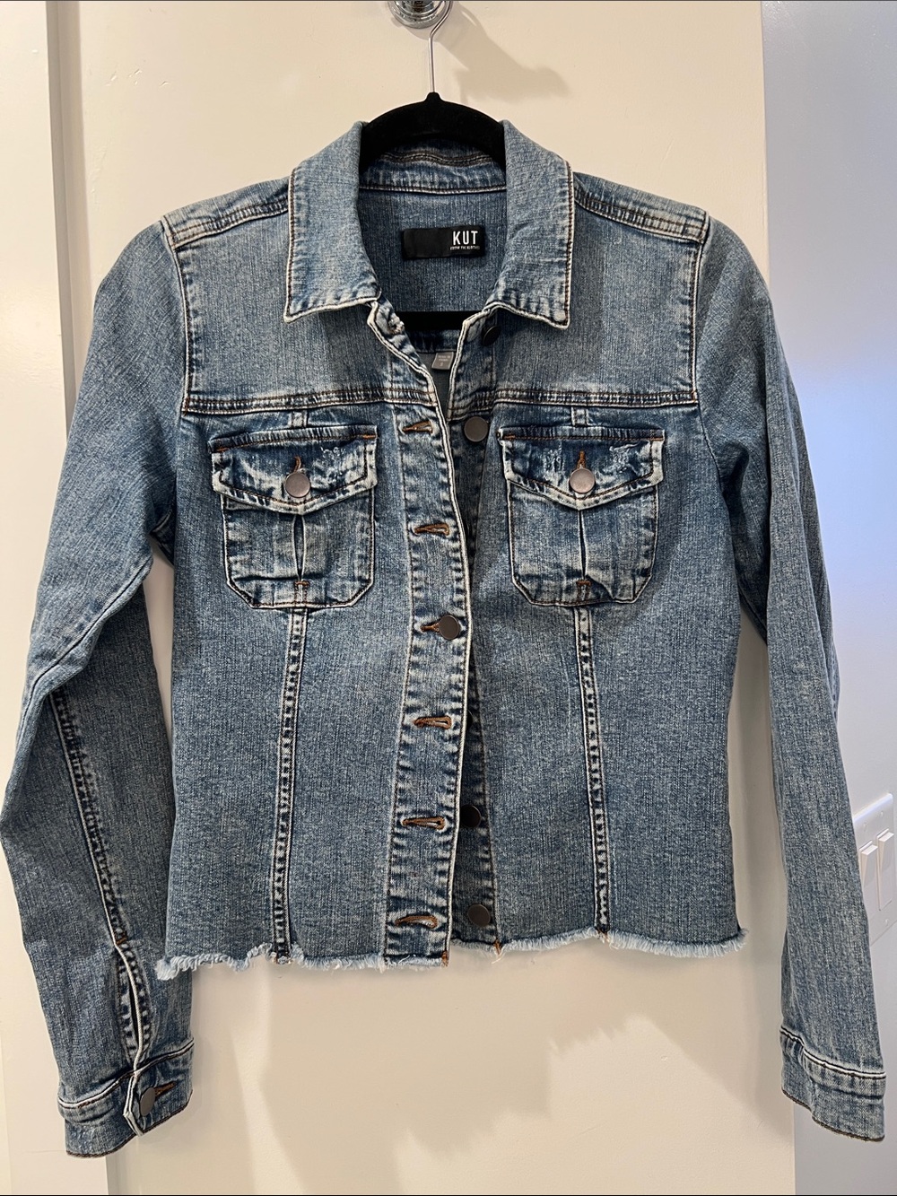 Kut from the Kloth Light Wash Denim Jacket in Faded Blue